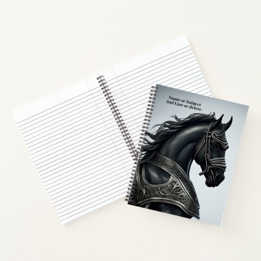 Namensnachricht hinzufügen, starkes schwarzes Pfer Notizblock (Innenseite)