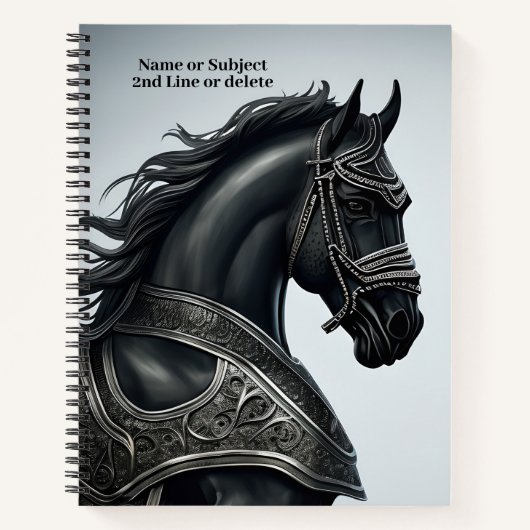 Namensnachricht hinzufügen, starkes schwarzes Pfer Notizblock (Vorderseite)