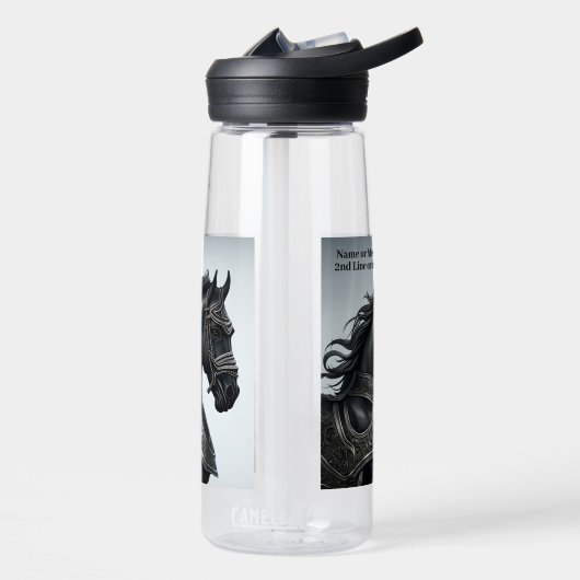 Namensnachricht hinzufügen, starkes schwarzes Pfer Trinkflasche (Links)