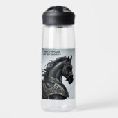 Namensnachricht hinzufügen, starkes schwarzes Pfer Trinkflasche (Vorne)