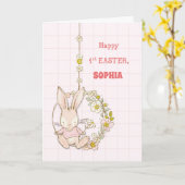 Namensnennung Osterhase auf Blume Swing Karte (Gelbe Blume)