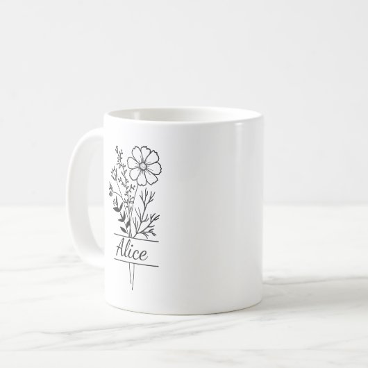 Namensnennung und Blumen Kaffeetasse (Vorderseite Links)