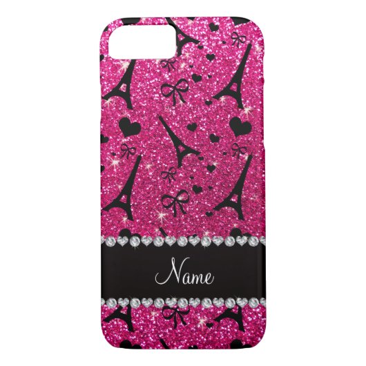 NamensNeonGlitter des heißen Rosas Turms paris Case-Mate iPhone Hülle (Rückseite)