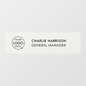 Namensplakette | Berufliches Firmenlogo Grau Fensteraufkleber (Blatt)