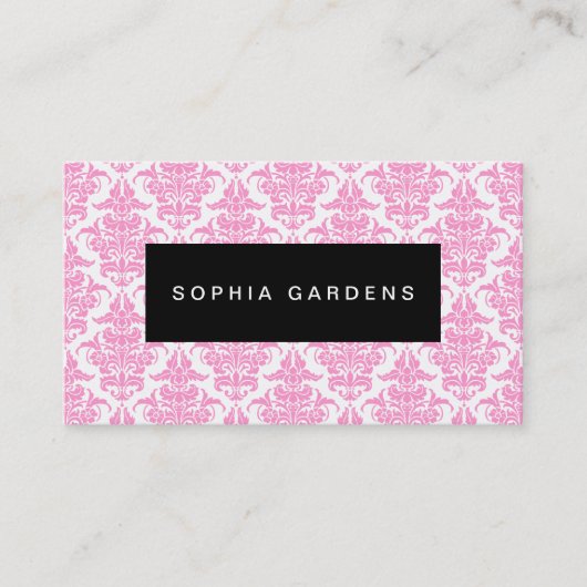 Namensplatte - Damask - Rosa Visitenkarte (Vorderseite)