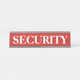 Namensplatte des Red Security Desk Schreibtischnamensplakette
