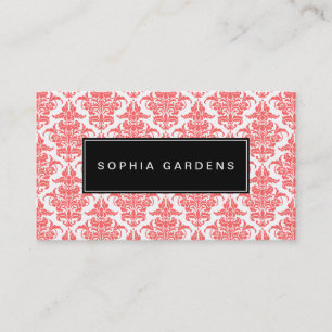 Namensplatte v2 - Damask - Tropisches Rosa Visitenkarte