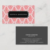 Namensplatte v3 - Damask - Tropisches Rosa Visitenkarte (Vorne/Hinten)