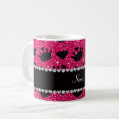 NamensRosenrosa-Glitterprinzessin krönt Diamanten Kaffeetasse (Vorderseite Links)