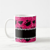 NamensRosenrosa-Glitterprinzessin krönt Diamanten Kaffeetasse (Links)