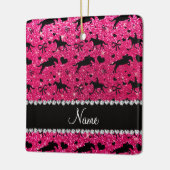 NamensRosenrosa-Glitterreiterherzbögen Keramikornament (Links)