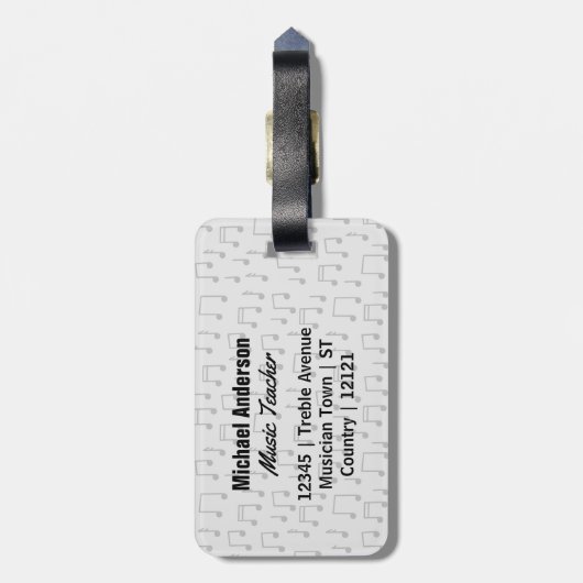 Namensschablone des Musik-Lehrer-lustige dreifache Gepäckanhänger (Rückseite vertikal)