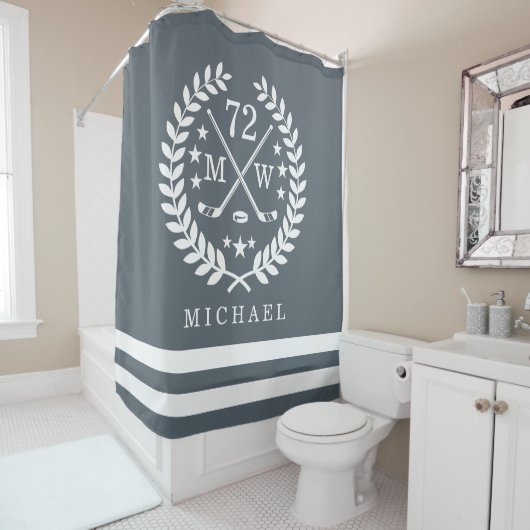 Namensschiefer-Grau der Hockey-ALL-STAR- Duschvorhang (Beispiel)