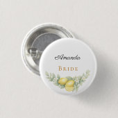 Namensschild Braut in Sicht mit Zitrone Button (Vorne & Hinten)