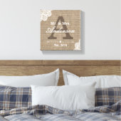 Namensschild der Familie Burlap & Lace Leinwanddruck (Insitu (Schlafzimmer))