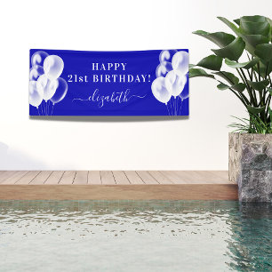 Namensschild der königsblauen weißen Ballons Banner