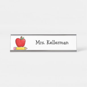 Namensschild für Apfel- und Bleistift-Lehrer