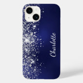 Namensschild für Blue Silver Glitzer Case-Mate iPhone Hülle (Rückseite)