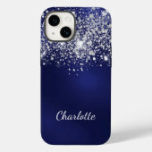 Namensschild für Blue Silver Glitzer Case-Mate iPhone Hülle (Rückseite)