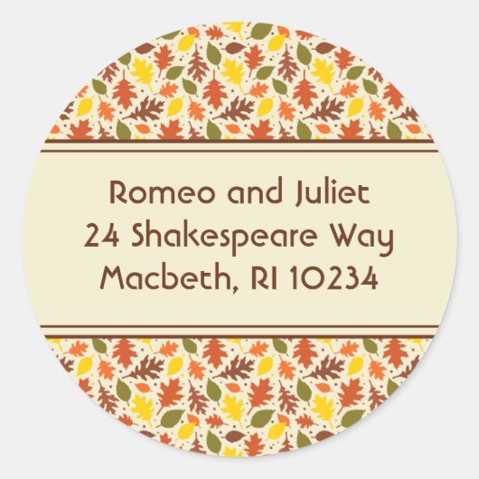 Namensschild für Herbst auf Creme Runder Aufkleber (Vorderseite)