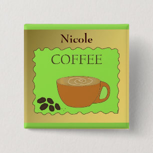 Namensschild für Kaffee-Tassen-Mitarbeiter Button
