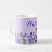 Namensschild für Lavenderfloralen elegant Kaffeetasse (Vorderseite Links)