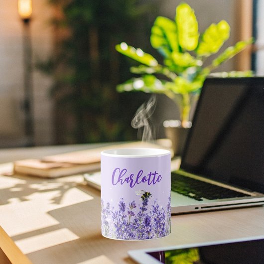 Namensschild für Lavenderfloralen elegant Kaffeetasse