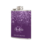 Namensschild für lila Glitzer Flachmann (Links)