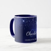 Namensschild für Navy Blue Glitzer Tasse (Vorderseite Links)