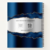 Namensschild für Navy-Silber-Agar-Marmor Notizblock (Rückseite)