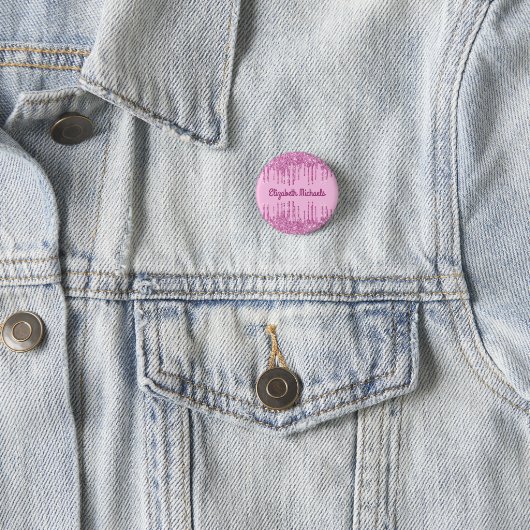 Namensschild für Rosa Glitzer Tropfen Button (Beispiel)