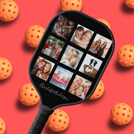 Namensschild für Schwarzes Foto Pickleball Schläger