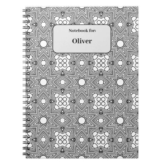 Namensschild für Schwarzweiß-Muster Notizblock (Vorderseite)