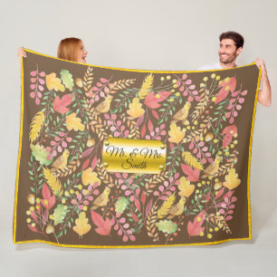 Namensschild Herbst Aquarell personalisiert Fleecedecke