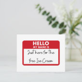 Namensschild hier Freie Eiscreme Einladung (Stehend Vorderseite)