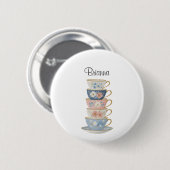 Namensschild Hochzeitsdusche 'Time for Tea' Button (Vorne & Hinten)