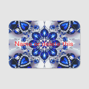 Namensschild mit blauen weißen Farben