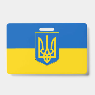 Namensschild mit der Flagge der Ukraine Ausweis
