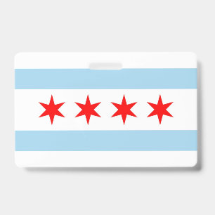 Namensschild mit Flagge der Stadt Chicago, USA Ausweis