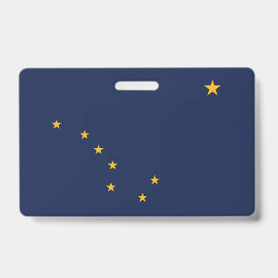 Namensschild mit Flagge des Bundesstaates Alaska, Ausweis