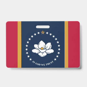 Namensschild mit Flagge von Mississippi, USA Ausweis