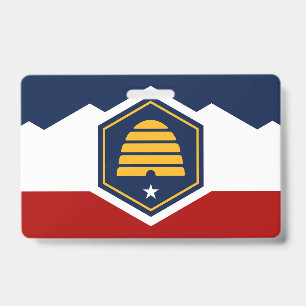 Namensschild mit Flagge von Utah, USA Ausweis