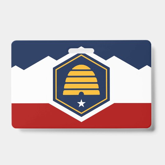Namensschild mit Flagge von Utah, USA Ausweis (Vorderseite)