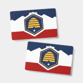 Namensschild mit Flagge von Utah, USA Ausweis (Vorder- & Rückseite)