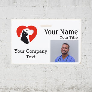 Namensschild mit Text Veterinär-Logo FOTO-ID Ausweis