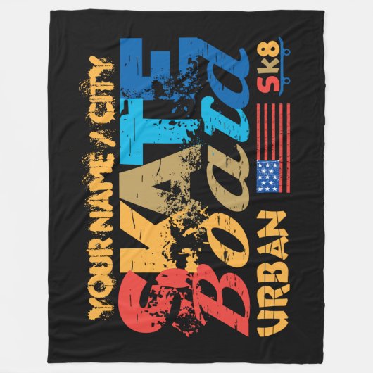 Namensschild-Skateboard Städtische SK8-Distressive Fleecedecke (Vorderseite)