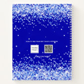 Namensschrift für Royal Blue Glitzer Glitzern Notizblock (Rückseite)