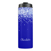 Namensschrift für Royal Blue Glitzer Glitzern Thermosbecher (Vorderseite)