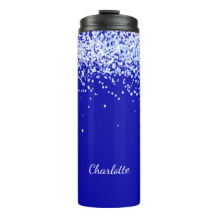 Namensschrift für Royal Blue Glitzer Glitzern Thermosbecher