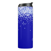 Namensschrift für Royal Blue Glitzer Glitzern Thermosbecher (Nach links gedreht)